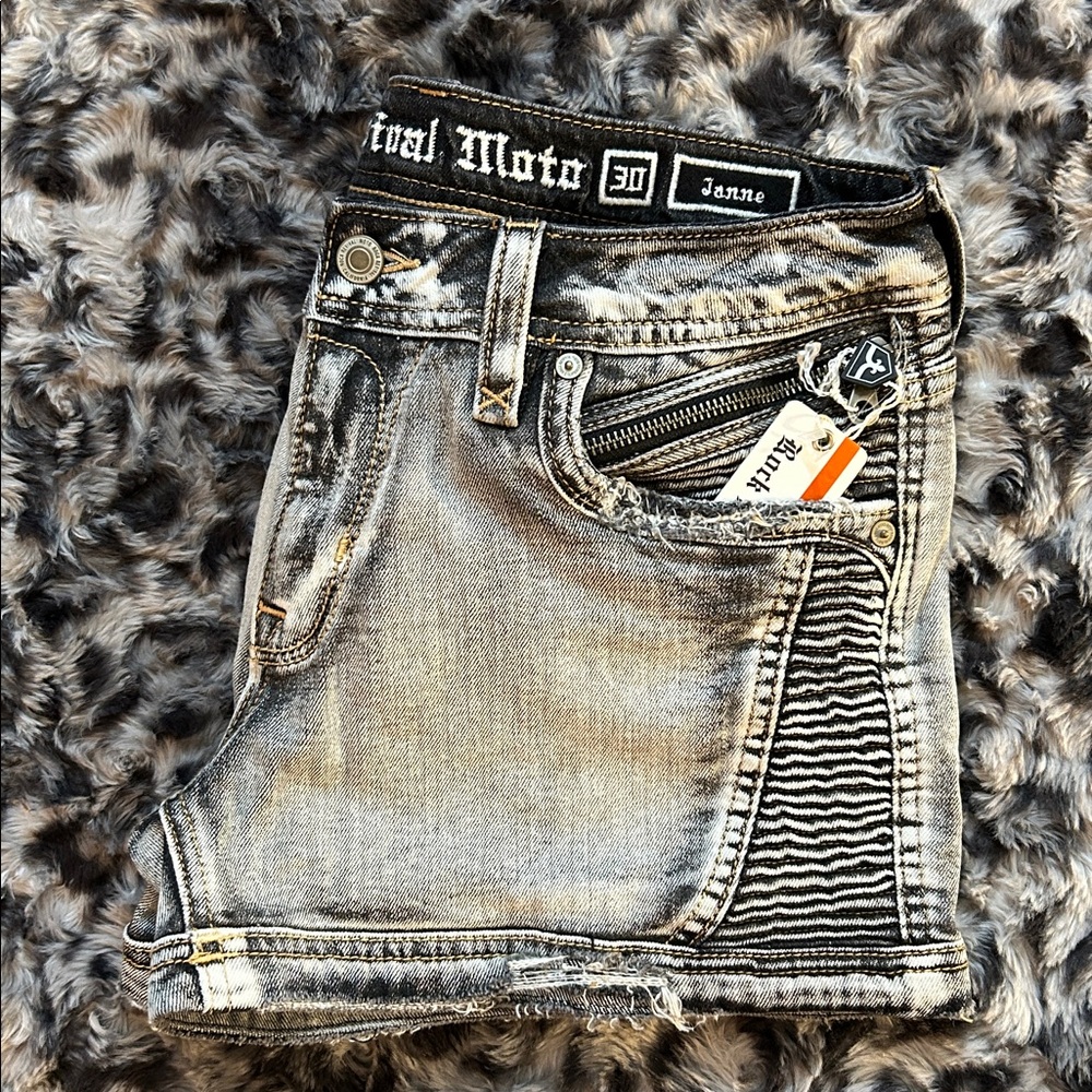 Rock revival Moto shorts NWT TAG SIZE 30 - Picture 8 of 16